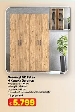 Sezeray Lnd Fatsa 4 Kapaklı Gardırop