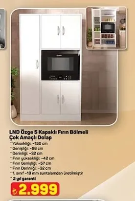 Lnd Özge 5 Kapaklı Fırın Bölmeli Çok Amaçlı Dolap