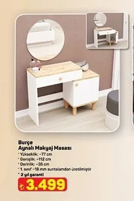 Burçe Aynalı Makyaj Masası