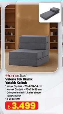 Homedius Valeria Tek Kişilik Yataklı Koltuk