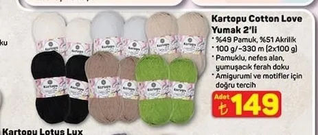 Kartopu Cotton Love Yumak 2'Li