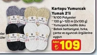 Kartopu Yumurcak Yumak 2'Li