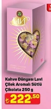 Kahve Dünyası Lavi Çilek Aromalı Sütlü Çikolata 250 G