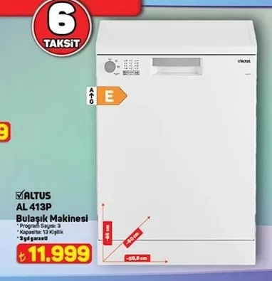 Altus Al 413P Bulaşık Makinesi