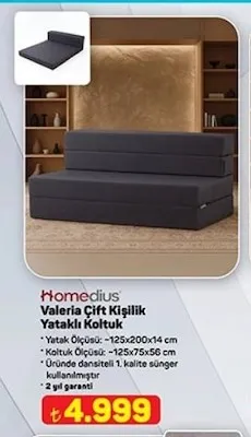 Homedius Valeria Çift Kişilik Yataklı Koltuk