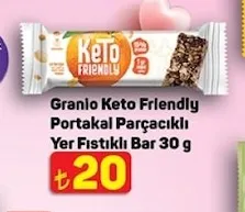 Granio Keto Friendly Portakal Parçacıklı Yer Fıstıklı Bar 30 G