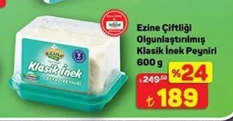 Ezine Çiftliği Olgunlaştırılmış Klasik İnek Peyniri 600 G