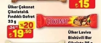 Ülker Çokonat Çikolatalı & Fındıklı Gofret 33 G