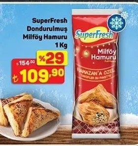 Superfresh Dondurulmuş Milföy Hamuru 1 Kg