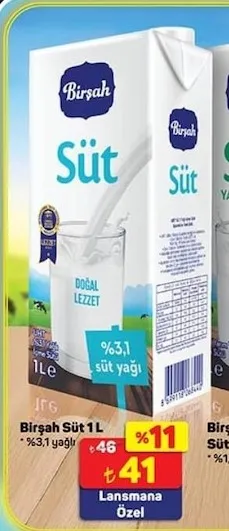 Birşah Süt 1L %3,1 Yağlı