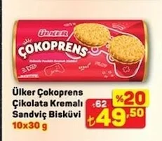 Ülker Çokoprens Çikolata Kremalı Sandviç Bisküvi 10X30 G