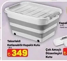 Tekerlekli Katlanabilir Kapaklı Kutu 30 L