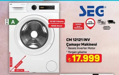 Seg Cm 12121 Inv Çamaşır Makinesi 12 Kg