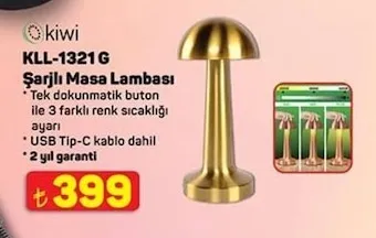 Kiwi Kll-1321G Şarjlı Masa Lambası