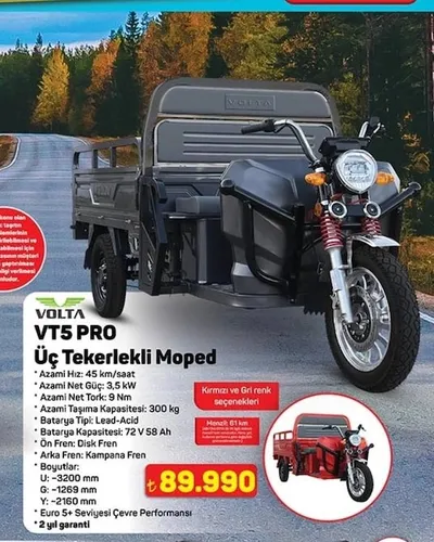 Volta Vt5 Pro Üç Tekerlekli Moped