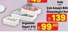 Organizer Sepet 3'Lü 1.5L, 2.5L, 5L