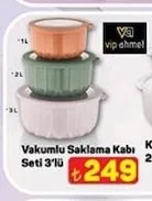 Vakumlu Saklama Kabı Seti 3'Lü 1L, 2L, 3L