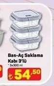 Bas-Aç Saklama Kabı 3'Lü 3X300 Ml