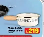 Ahşap Kulplu Emaye Sosluk 16 Cm