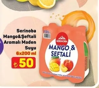 Serinoba Mango&Şeftali Aromalı Maden Suyu 6X200 Ml