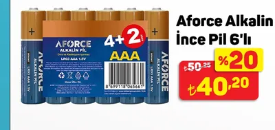 Aforce Alkalin İnce Pil 6'Lı