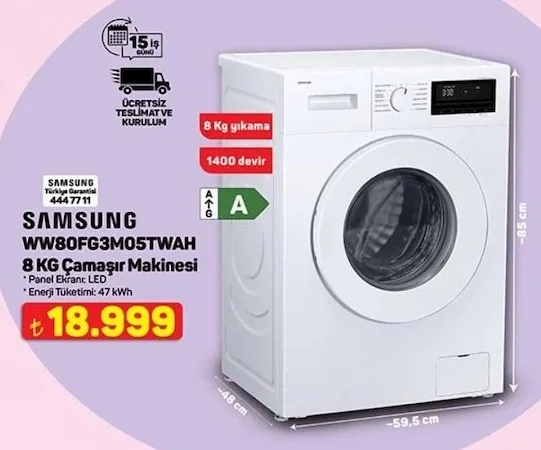 Samsung Ww80Fg3M05Twah 8 Kg Çamaşır Makinesi