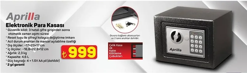Aprilla Elektronik Para Kasası