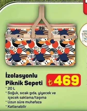 İzolasyonlu Piknik Sepeti 20 L