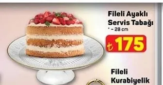 Fileli Ayaklı Servis Tabağı - 28 Cm