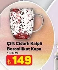Çift Cidarlı Kalpli Borosilikat Kupa 350 Ml