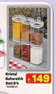Kristal Baharatlık Seti 6'Lı 6X300 Ml