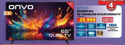 Onvo 65Vq90F3Ua 65" Frameless 4K Qled Google Tv