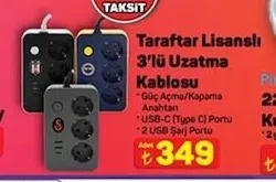 Taraftar Lisanslı 3'Lü Uzatma Kablosu