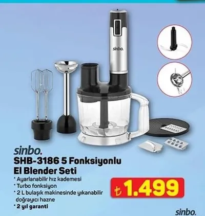 Sinbo Shb-3186 5 Fonksiyonlu El Blender Seti