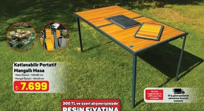 Katlanabilir Portatif Mangallı Masa