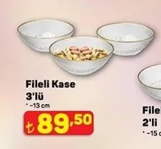 Fileli Kase 3'Lü -13 Cm