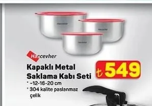 Hascevher Kapaklı Metal Saklama Kabı Seti