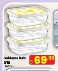 Saklama Kabı 3'Lü 3X1.15 L