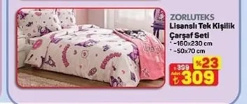 Lisanslı Tek Kişilik Çarşaf Seti 160X230 Cm - 50X70 Cm
