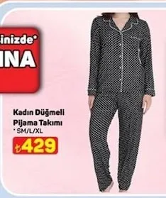 Kadın Düğmeli Pijama Takımı S/M/L/Xl