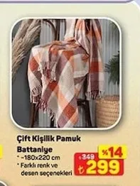 Çift Kişilik Pamuk Battaniye 180X220 Cm