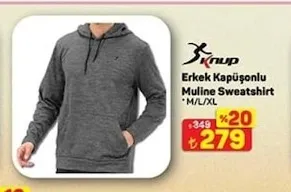 Erkek Kapüşonlu Muline Sweatshirt M/L/Xl
