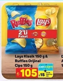 Lays Klasik 150 G & Ruffles Orijinal Cips 150 G 2'Li Paket