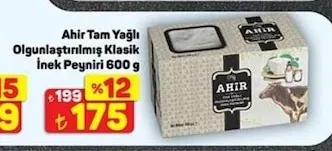 Ahir Tam Yağlı Olgunlaştırılmış Klasik İnek Peyniri 600 G