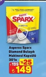 Asperox Sparx Diamond Bulaşık Makinesi Kapsülü 30'Lu