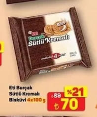 Eti Burçak Sütlü Kremalı Bisküvi 4X100 G