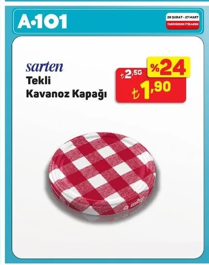 Sarten Tekli Kavanoz Kapağı