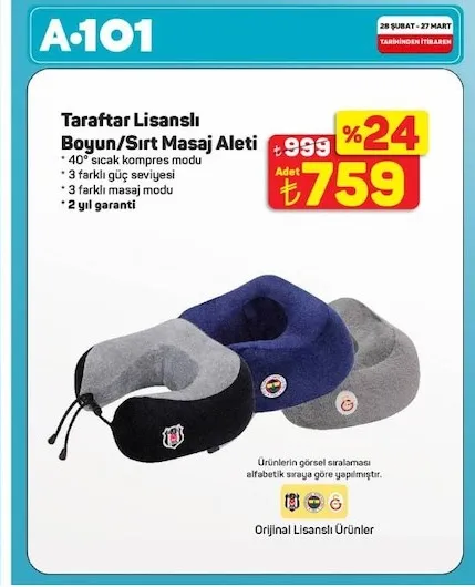 Taraftar Lisanslı Boyun/Sırt Masaj Aleti