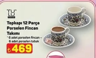 Topkapı 12 Parça Porselen Fincan Takımı