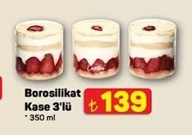 Borosilikat Kase 3'Lü 350 Ml